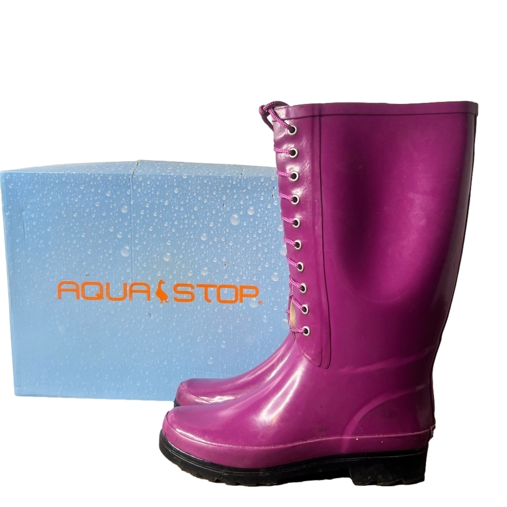 Aqua Stop Grace Purple Tall Lace Up Women's Boot Size 10 #B1299